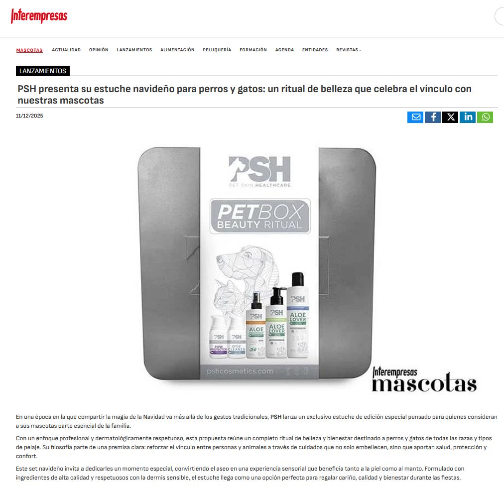 En una época en la que compartir la magia de la Navidad va más allá de los gestos tradicionales, PSH lanza un exclusivo estuche de edición especial pensado para quienes consideran a sus mascotas parte esencial de la familia.Con un enfoque profesional y dermatológicamente respetuoso, esta propuesta reúne un completo ritual de belleza y bienestar destinado a perros y gatos de todas las razas y tipos de pelaje.
